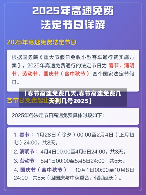 【春节高速免费几天,春节高速免费几天到几号2025】