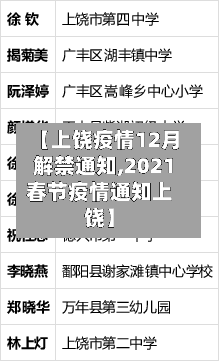 【上饶疫情12月解禁通知,2021春节疫情通知上饶】