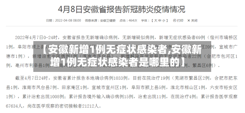 【安徽新增1例无症状感染者,安徽新增1例无症状感染者是哪里的】