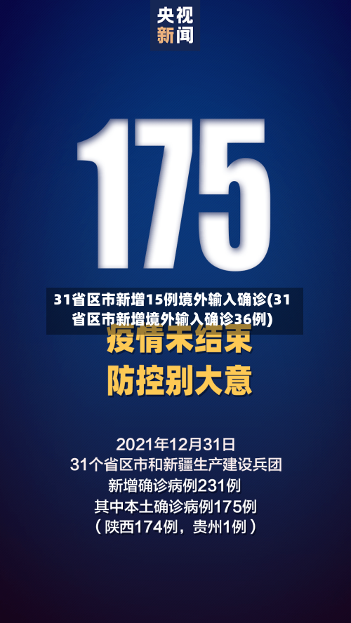 31省区市新增15例境外输入确诊(31省区市新增境外输入确诊36例)
