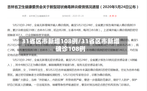 31省区市新增108例/31省区市新增确诊108例