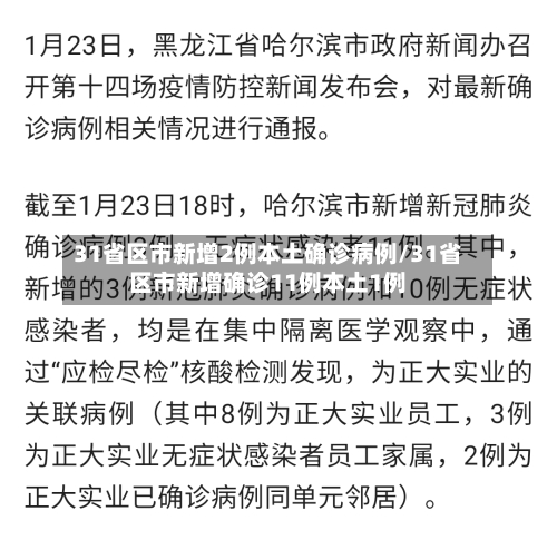 31省区市新增2例本土确诊病例/31省区市新增确诊11例本土1例