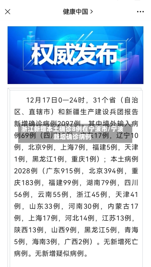 浙江新增本土确诊8例在宁波市/宁波新增确诊病例