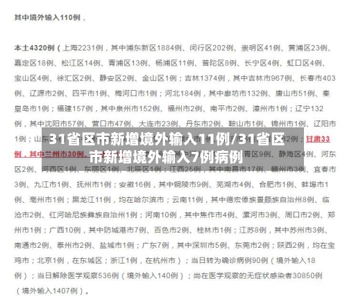 31省区市新增境外输入11例/31省区市新增境外输入7例病例