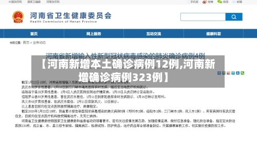 【河南新增本土确诊病例12例,河南新增确诊病例323例】