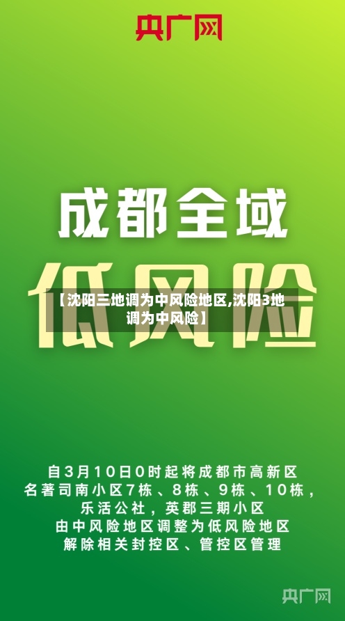 【沈阳三地调为中风险地区,沈阳3地调为中风险】