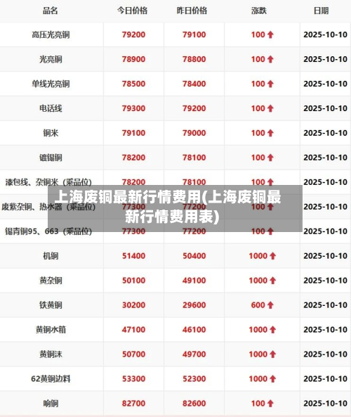 上海废铜最新行情费用(上海废铜最新行情费用表)