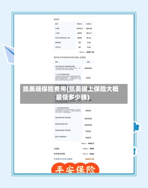 凯美瑞保险费用(凯美瑞上保险大概最低多少钱)
