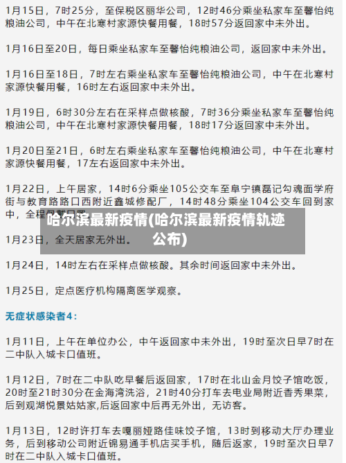 哈尔滨最新疫情(哈尔滨最新疫情轨迹公布)